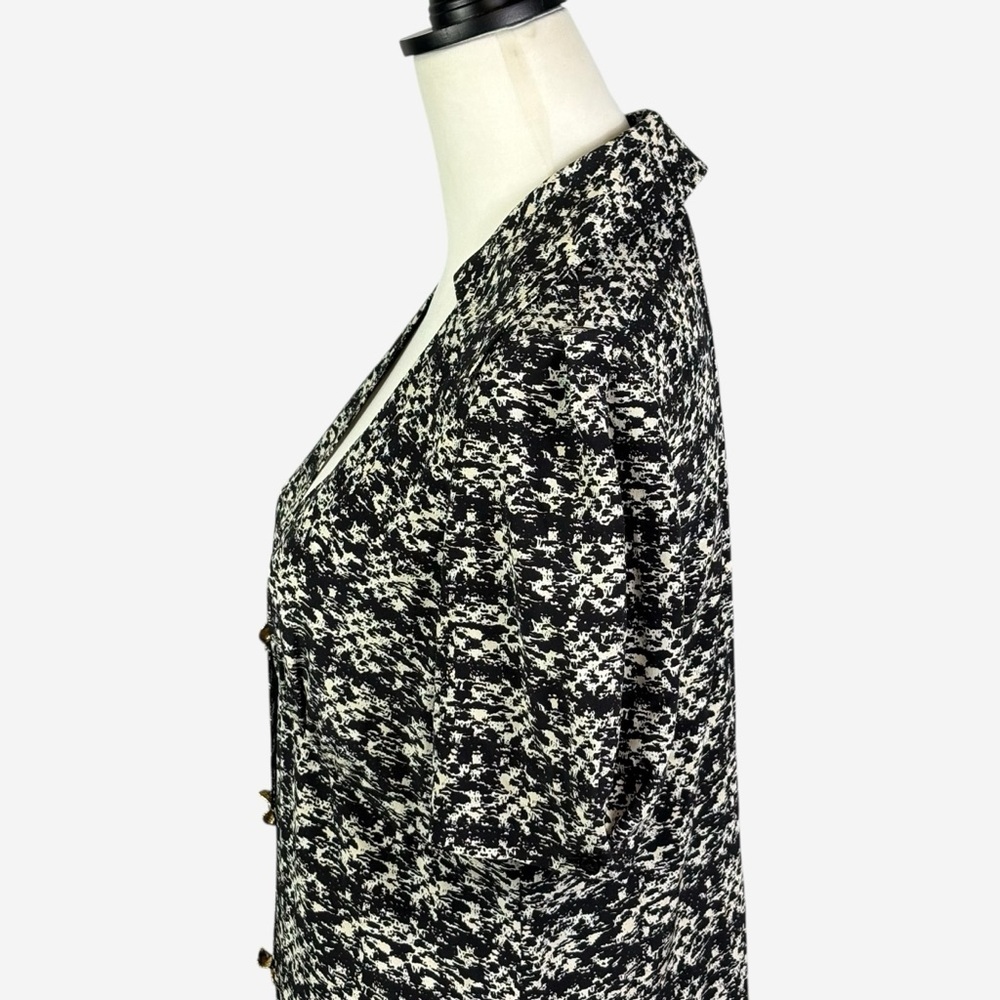 St John Jared Tweed Print Silk Shirtdress Size 4 Midi Goldtone Buttons - Picture 8 of 16
